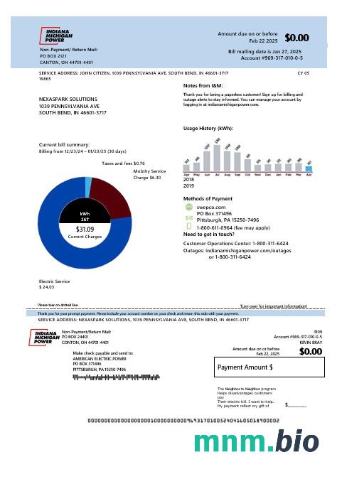 USA Michigan electricity rachunek za usługi komunalne szablon w formacie Word i PDF